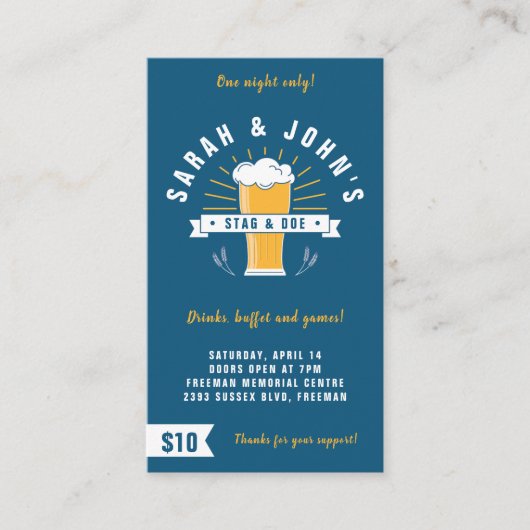 StagとDoeチケット- Beer Stein 名刺 (正面)