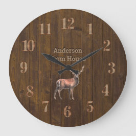 STAGバ素朴ンカントリーハウスウッドファームハウス ラージ壁時計