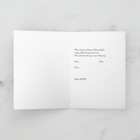 Stag & Doeパーティー用招待状カード 招待状 (内部)