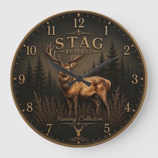 STAG – HUNTING COLLECTION ラージ壁時計 (正面)