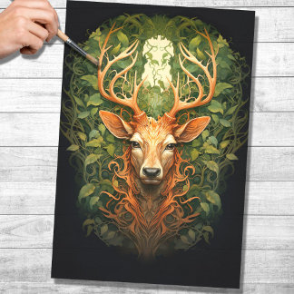 Stag In Foliage 2 Decopage紙 薄葉紙