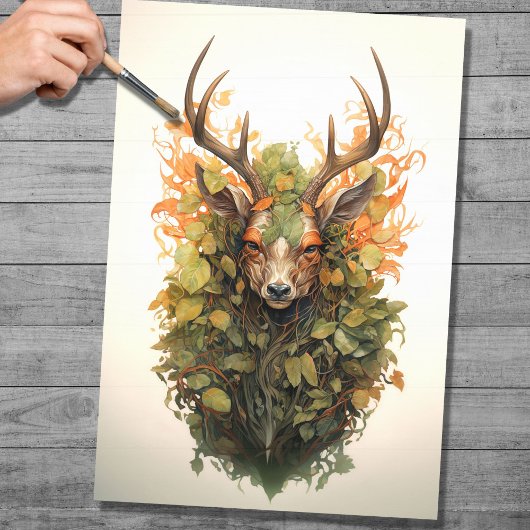 Stag In Foliage 3 Decopage紙 薄葉紙
