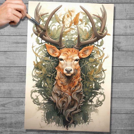 Stag In Foliage 4 Decopage紙 薄葉紙