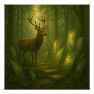 Stag in the Enchanted Forest Mirror Path – GeoWild ポスター