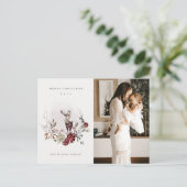 Stag Marsala Folidsリース写真メリークリスマス シーズンポストカード (スタンド正面)