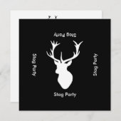  stag night - 独身最後の夜（または男だけの会） 黒白 招待状 (正面/裏面)