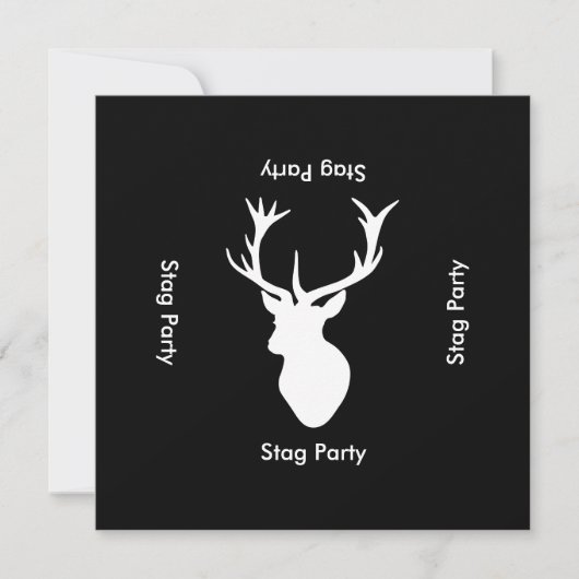  stag night - 独身最後の夜 - 白黒 招待状 (正面)