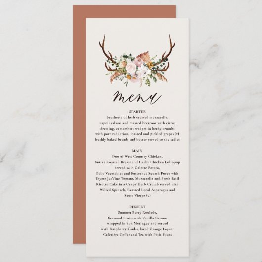 stag rust terracottaのメ結婚ニューエレガントフローラ メニュー (正面/裏面)