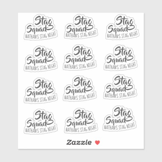 Stag Squad のパーソナライズされた新郎会グッズ シール (シート)