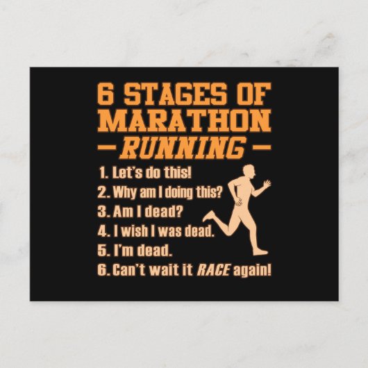 Stages Of Marathon Running Sarcastic Runner Graphi インビテーションポストカード (正面)