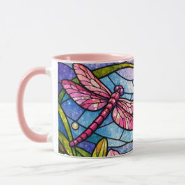 Stain Glass Lilies and Dragonflies Pink マグカップ