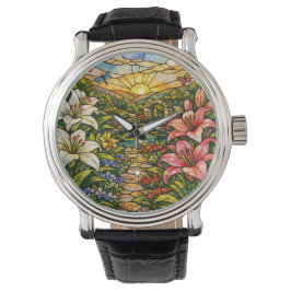Stain Glass Lilies and Sunshine 腕時計