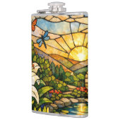 Stain Glass Lilies Butterflies Sunshine フラスク (左)