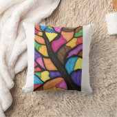 Stain glass tree art  クッション (ブランケット)