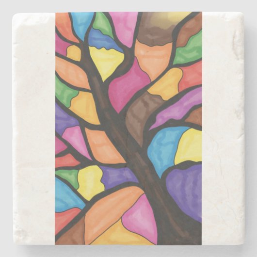 Stain glass tree art  ストーンコースター (正面)