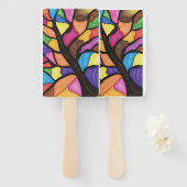 Stain glass tree art  ハンドファン (正面&裏面)
