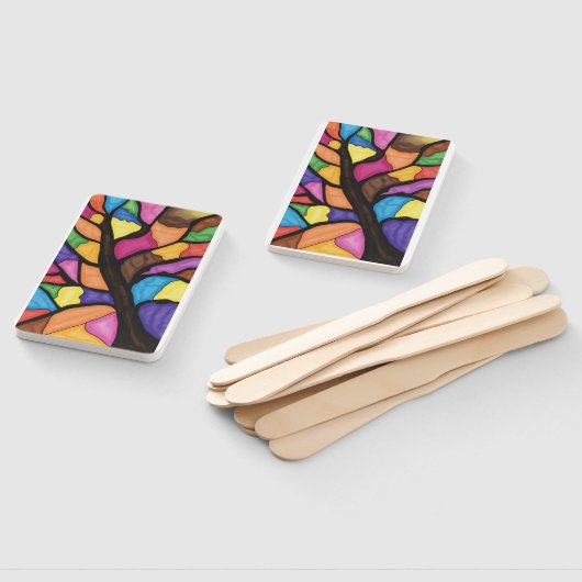 Stain glass tree art  ハンドファン (組立なし)