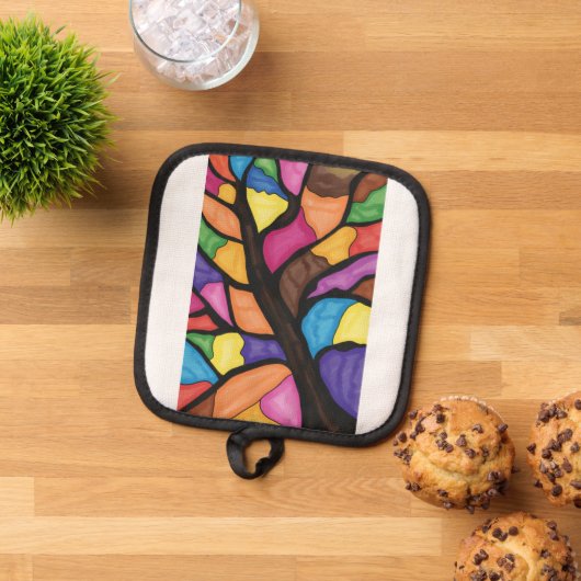 Stain glass tree art  鍋敷き (トップダウン)