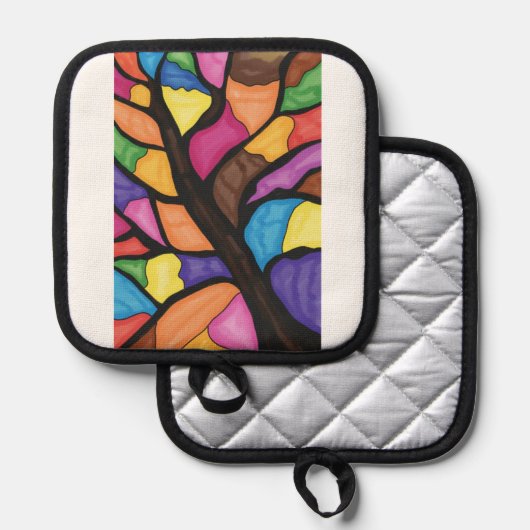 Stain glass tree art  鍋敷き (正面/裏面)