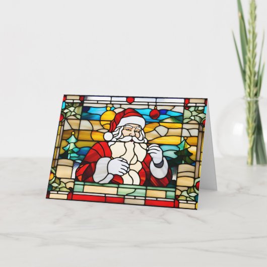 Stained Glass Abstract Christmas Santa シーズンカード (正面)