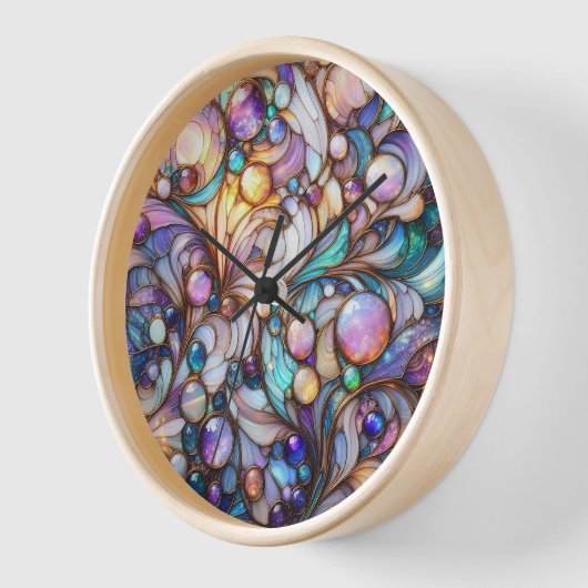 Stained glass abstract colourful 壁時計 (傾斜)