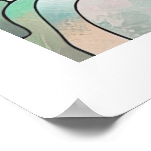 Stained Glass Abstract Floral Design ポスター (角)