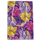 Stained Glass Abstract Purple Yellow Pink ミディアムペーパーバッグ (正面)