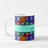 Stained Glass Abstract Red Green Blue Orange コーヒーマグカップ (左)