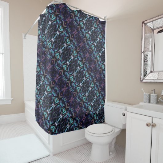 Stained Glass Acrylic Pour Inspired Shower Curtain シャワーカーテン (インサイチュ)