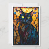 Stained Glass Animal Rescue Organization Black Cat サンキューカード (正面)