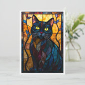 Stained Glass Animal Rescue Organization Black Cat サンキューカード (スタンド正面)