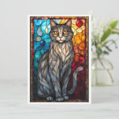 Stained Glass Animal Rescue Organization Cat Gray サンキューカード (スタンド正面)