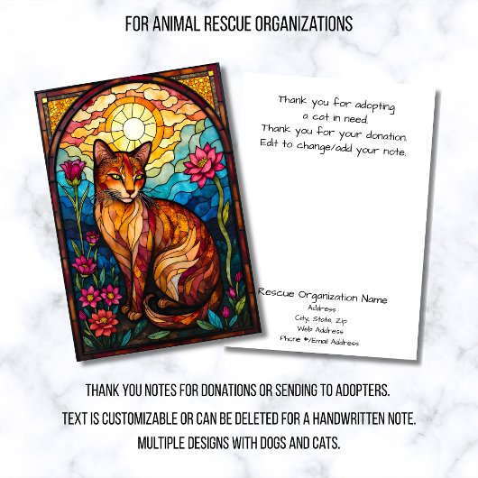 Stained Glass Animal Rescue Organization Flat サンキューカード
