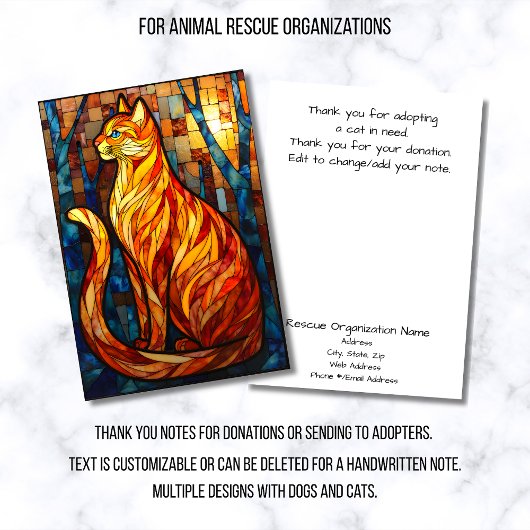 Stained Glass Animal Rescue Organization OrangeCat サンキューカード