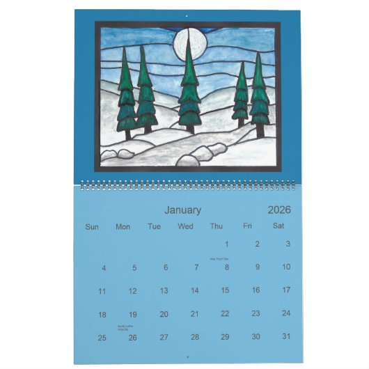 Stained Glass Art Calendar カレンダー (1月 2026)