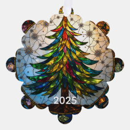 Stained Glass Art Christmas Tree Ornament  オーナメントカード
