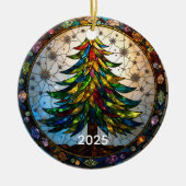 Stained Glass Art Christmas Tree Ornament  セラミックオーナメント (正面)