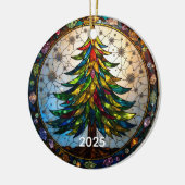 Stained Glass Art Christmas Tree Ornament  セラミックオーナメント (左)