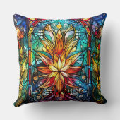 Stained Glass Art Throw Pillow – Holiday Floral クッション (裏面)