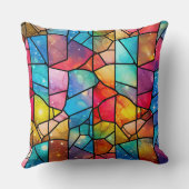 Stained Glass Art Throw Pillow – Holiday Floral  クッション (裏面)