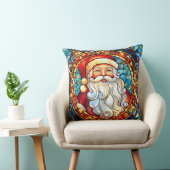 Stained Glass Art Throw Pillow – Holiday Floral  クッション (椅子)