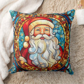 Stained Glass Art Throw Pillow – Holiday Floral  クッション (ブランケット)