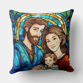 Stained Glass Art Throw Pillow – Holiday Floral クッション (裏面)