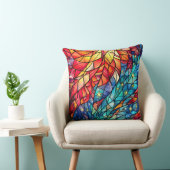 Stained Glass Art Throw Pillow – Holiday Floral  クッション (椅子)