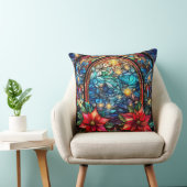 Stained Glass Art Throw Pillow – Holiday Floral  クッション (椅子)