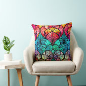 Stained Glass Art Throw Pillow – Holiday Floral  クッション (椅子)