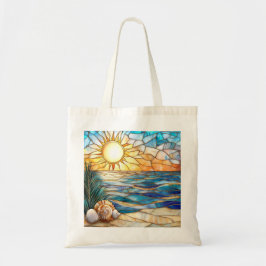 Stained Glass Beach Sunset Tote Bag トートバッグ