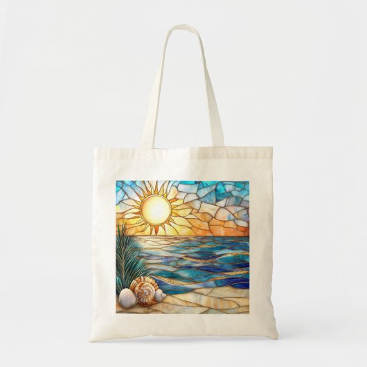 Stained Glass Beach Sunset Tote Bag トートバッグ (正面)