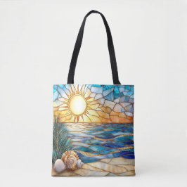 Stained Glass Beach Sunset Tote Bag トートバッグ