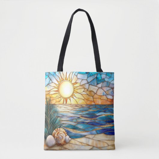 Stained Glass Beach Sunset Tote Bag トートバッグ (正面)